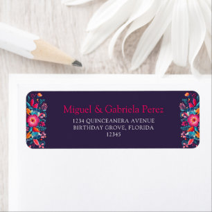 Mexikanische Florale Quinceanera Rücksendeadresse