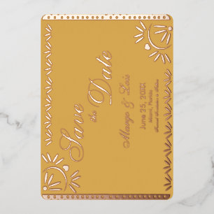 Mexikanische Florals Save the Date geprägt Folieneinladung