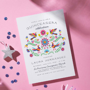 Mexikanische Folkkunst Quinceañera Geburtstag Einladungspostkarte