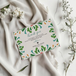 Mexikanische Folklorekunst farbenfrohe Blumenfeier Dankeskarte