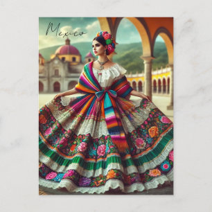 Mexikanische Frau in traditionellem Kleid Postkarte