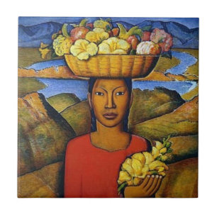 Mexikanische Fruchtvendor Woman Tile Mural Fliese