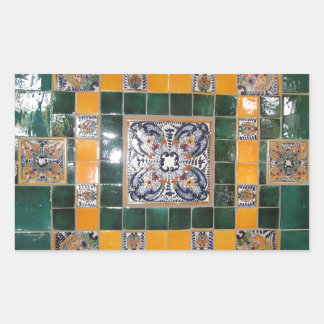 Mexikanische Green Talavera Style Tile Arbeit Rechteckiger Aufkleber