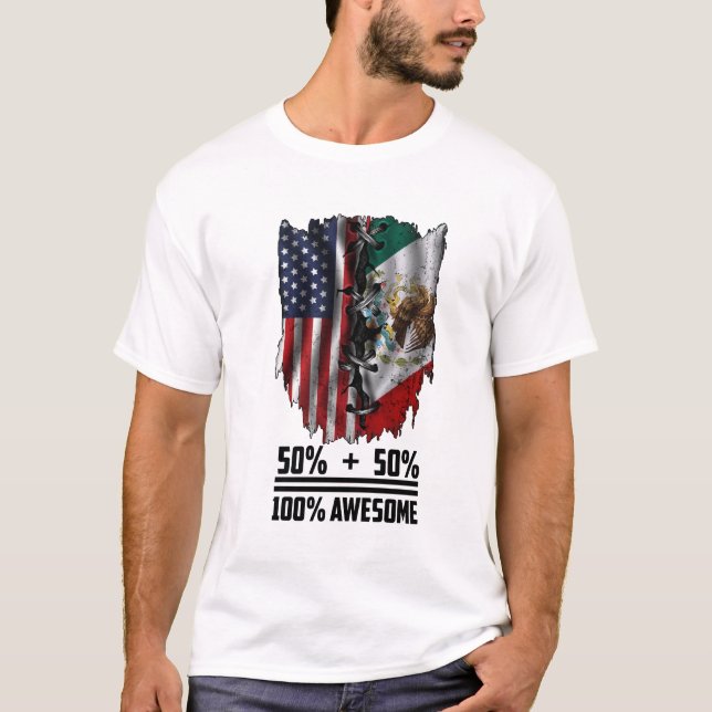  Mexikanische Halb-Amerikaner-Phantastische Flagge T-Shirt (Vorderseite)
