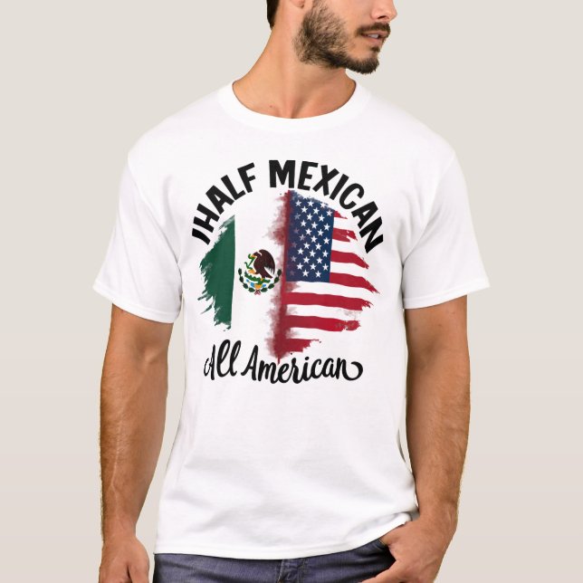 Mexikanische halb mexikanische Amerikanerflaggenmä T-Shirt (Vorderseite)