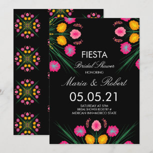 Mexikanische handgezeichnete Blumen Hochzeit Braut Einladung