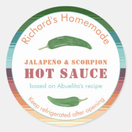 mexikanische Hot Sauce oder scharfe Salsa Jalapeno Runder Aufkleber