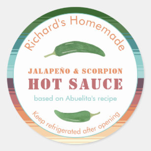 mexikanische Hot Sauce oder scharfe Salsa Jalapeno Runder Aufkleber