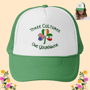 Mexikanische Irische USA-Flaggen Shamrock Personal Truckerkappe