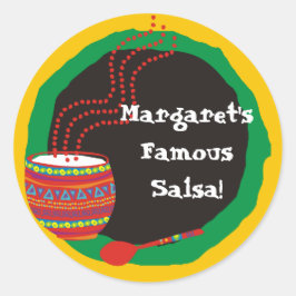 mexikanische Koch dekorierte Schüssel mit Etikette Runder Aufkleber