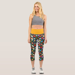 Mexikanische Kunst des Blumenvolks Capri Leggings
