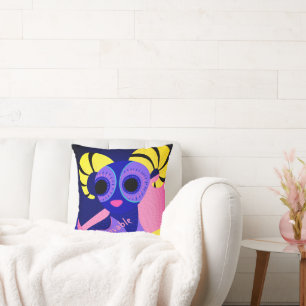 Mexikanische Kunst in Rosa und Blau Kissen