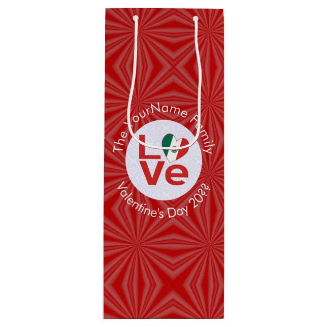 Mexikanische LIEBE Herzenflagge Valentine Personal Geschenktüte Für Weinflaschen (Vorderseite)