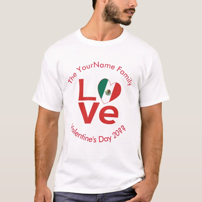 Mexikanische LIEBE Herzenflagge Valentine Personal T-Shirt (Vorderseite)