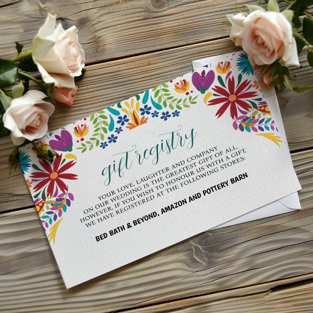 Mexikanische Nuestra Boda Blume Botanische Hochzei Begleitkarte (Mexican Nuestra Boda Flowers Botanical Wedding Enclosure Card)