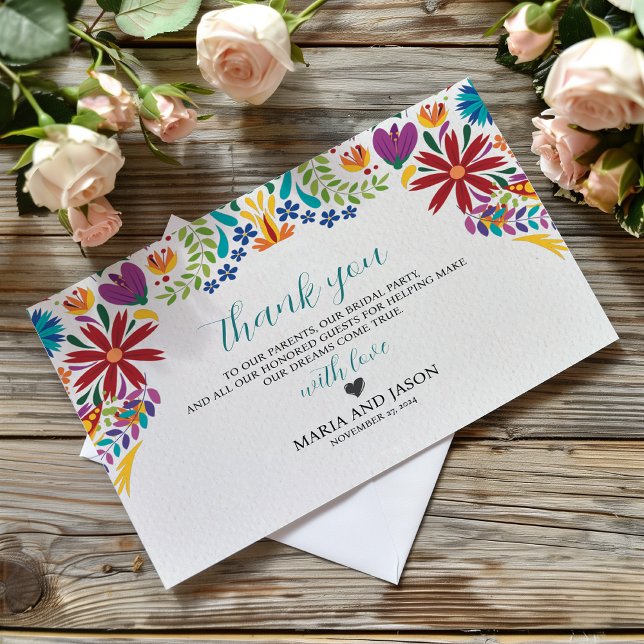 Mexikanische Nuestra Boda Blume Botanische Hochzei Dankeskarte (Mexican Nuestra Boda Flowers Botanical Wedding Thank You Card)