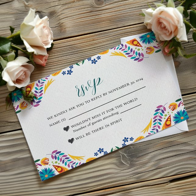 Mexikanische Nuestra Boda Blume Botanische Hochzei RSVP Karte (Mexican Nuestra Boda Flowers Botanical Wedding RSVP Card)