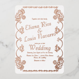 Mexikanische Papel Picado-Folk-Hochzeit gepresst Folieneinladung