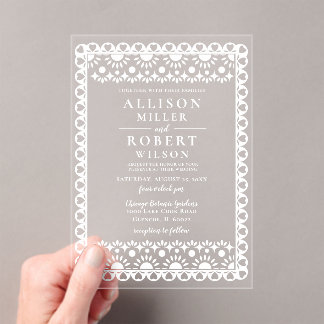 Mexikanische Papel Picado Rosa Hochzeit Acryleinladungen
