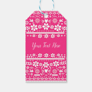Mexikanische Picado Hot Pink Weiße Hochzeits Hochz Geschenkanhänger