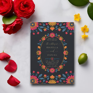 Mexikanische Rancho-farbenfrohe Blume Wreath Weddi Einladung