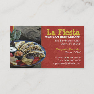 Mexikanische Restaurantgewerbe-Karte Visitenkarte