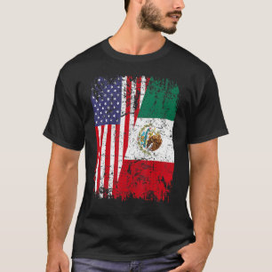 Mexikanische Roots Halbamerikanische Flagge Mexiko T-Shirt