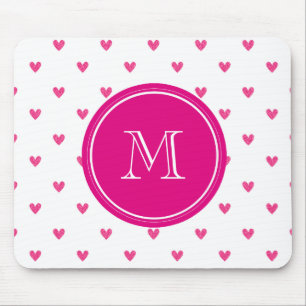 Mexikanische rosa Glitzer-Herzen mit Monogramm Mousepad
