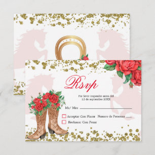 Mexikanische Rote Rosen Mis Quince RSVP Card Karte