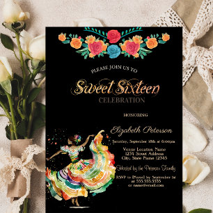 Mexikanische Senorita Fiesta Blumen Sweet 16   Einladung
