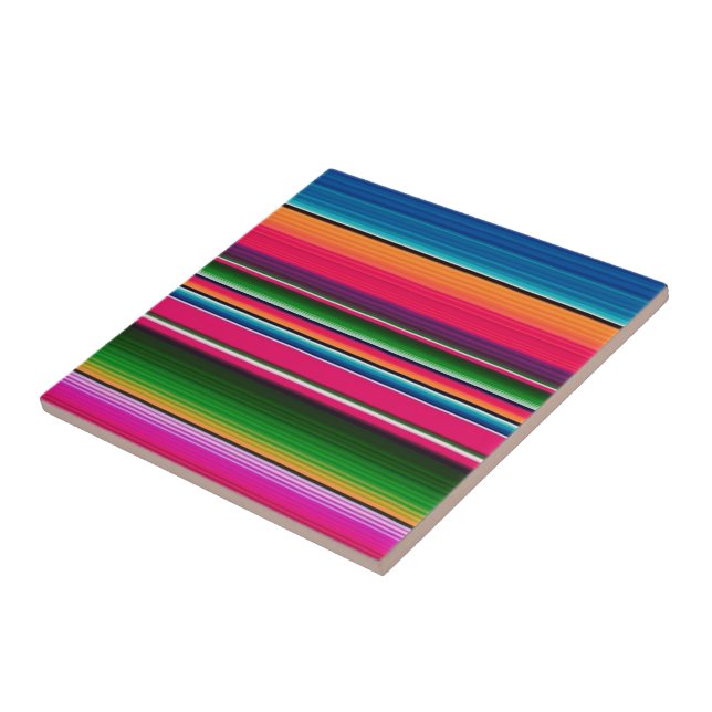 mexikanische Serape Blanket Streifen farbenfrohe G Fliese (Seite)