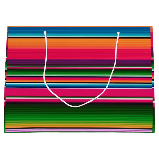 mexikanische Serape Blanket Streifen Mexiko farben Große Geschenktüte (Vorderseite)