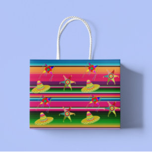 Mexikanische Serape Blanket Streifen Mexiko Weihna Große Geschenktüte