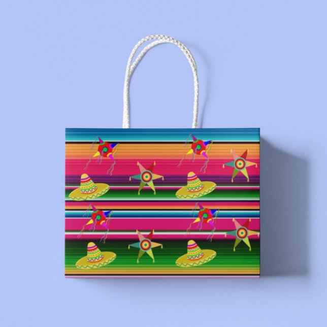 Mexikanische Serape Blanket Streifen Mexiko Weihna Große Geschenktüte (Von Creator hochgeladen)