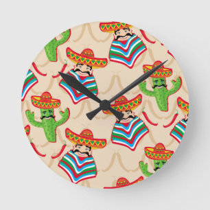 Mexikanische Siesta Runde Wanduhr