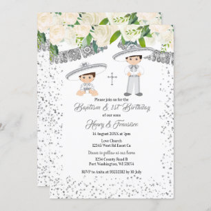 Mexikanische Silberkarroboter-Taufe und Geburtstag Einladung