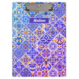 mexikanische sizilianische lila-blaue Fliesen Klemmbrett