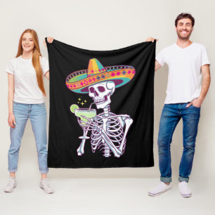Mexikanische Skelett Cinco De Mayo Margarita-Feier Fleecedecke