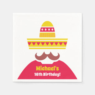 Mexikanische Sombrero Mustache Geburtstagsparty-Li Serviette