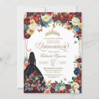 mexikanische Stickerei Butterfly Floral Quinceaner