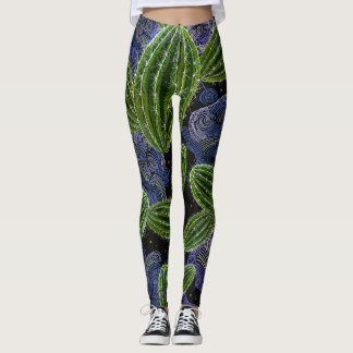 mexikanische Stickerei: Kakteen Night Seamless. Leggings