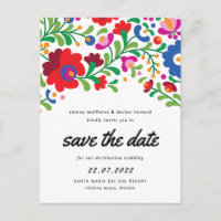 mexikanische Stickerei Save the Date Postkarte
