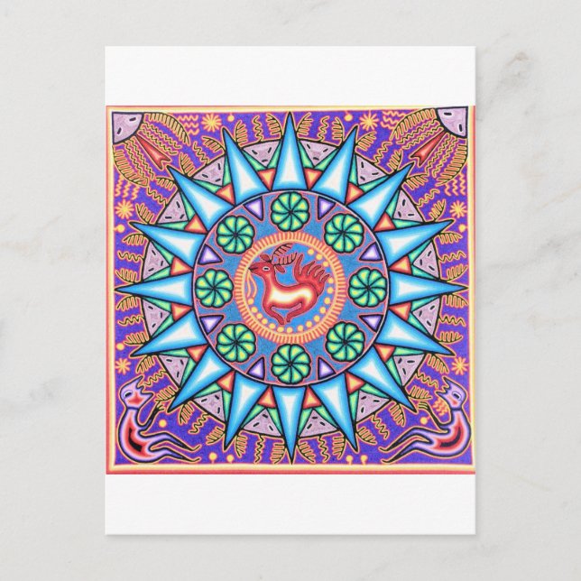 mexikanische String Art Geometric Sun Postkarte (Vorderseite)