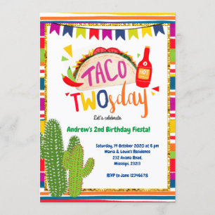 Mexikanische Taco Twosday Geburtstags-Einladung Einladung