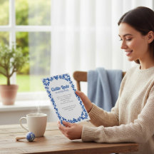 Mexikanische Talavera-Blau-Baby-Einladung