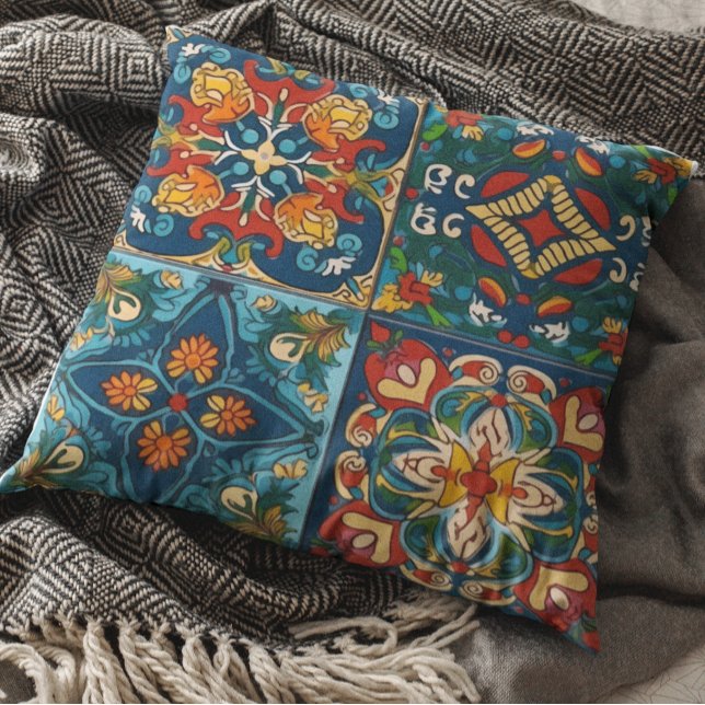 Mexikanische Talavera-Keramikfliese Fiesta Kissen (Von Creator hochgeladen)