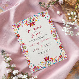 Mexikanische Talavera-Majolika-Bunte-Floral-Hochze Einladung
