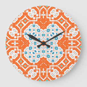 Mexikanische Talavera: Nahtloses antikes Keramikmu Große Wanduhr