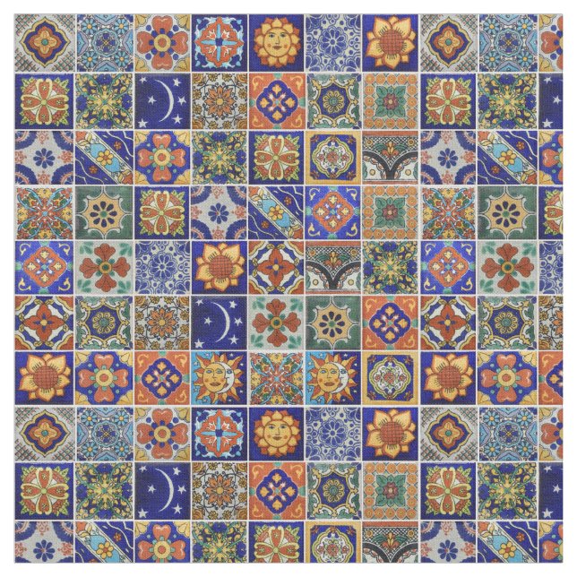 Mexikanische Tile-Farben Südwestfässer Talavera Stoff (Nahaufnahme)