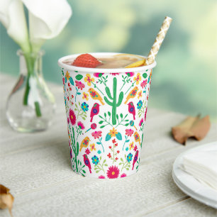Mexikanische traditionelle Blumen-Volks-Kunst in h Pappbecher
